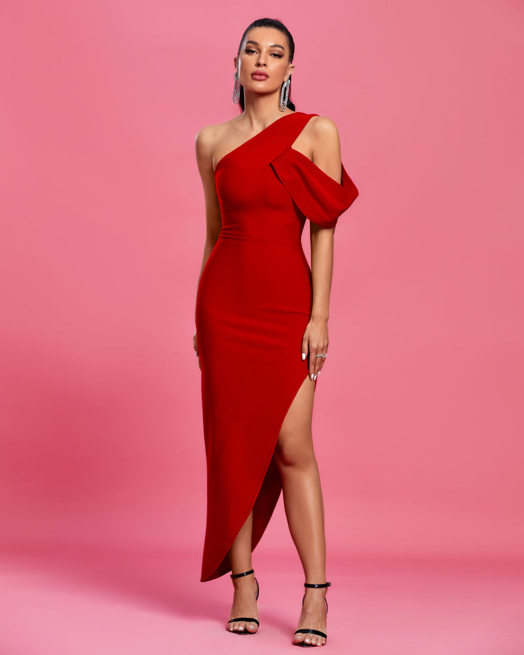 One Shoulder Bandage Maxi Dress